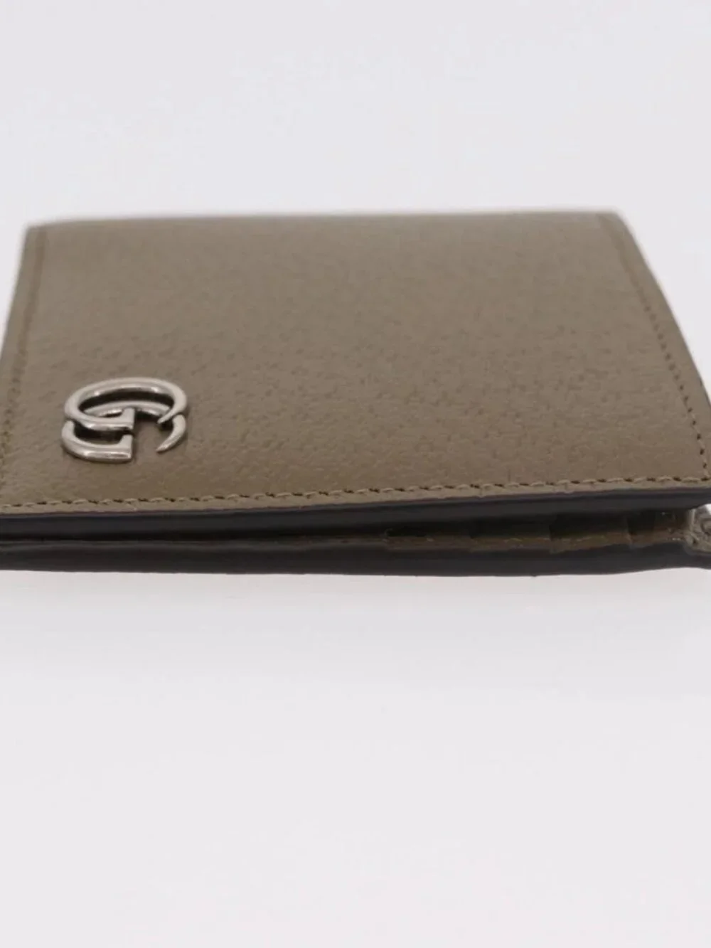 GUCCI GG Marmont Wallet Leather Beige Silver 428726 Auth 186156M